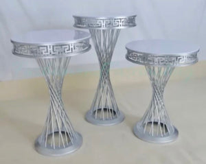 Silver Chrome Round Pedestals Set of 3