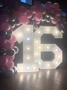 Marquee Numbers (Birthday Age) W/ Customized Balloon Garland