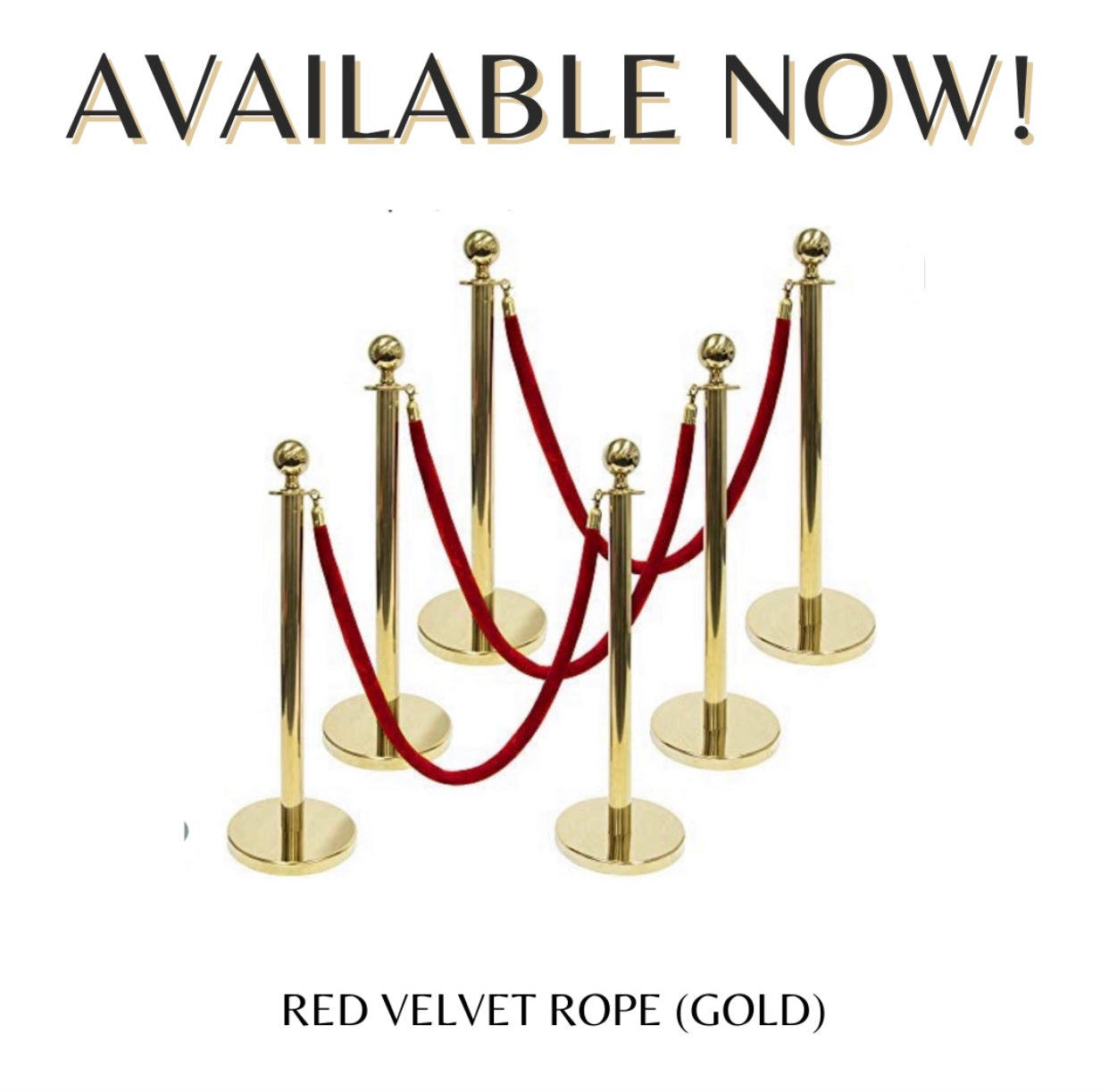 Gold or Silver Theater Sanctions w/ Velvet Ropes (Set of 6)